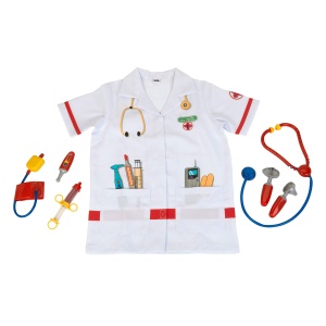 Theo Klein 4312 Costum de doctor I Marime unica Palton de doctor I Incl. tensiometru, stetoscop, seringa si multe altele I Lungime aprox. 55 cm I Jucarie pentru copii de la 3 la aproximativ 6 ani