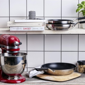 Tigaie din inox KitchenAid Classic, 3 piese, 20 cm, 24 cm, 28 cm, argintie - Img 5