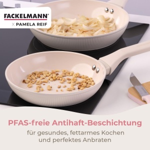 Tigaie Fackelmann x Pamela Reif 20 cm Aluminiu reciclat Beige pastel Acoperire ceramica fara PFAS - Img 7