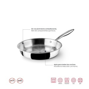 Tigaie IBILI, 24 cm, inox, inductie, fara antiaderent - Img 3