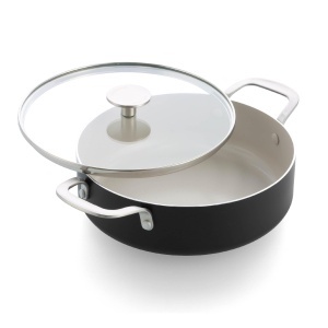 Tigaie KitchenAid 24 cm, 3,1 L, Antiaderenta Ceramica, Inductie, Negru