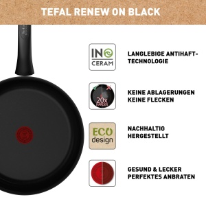 Tigaie Tefal Renew On Black 28 cm, ceramica, reciclata, neagra - Img 4