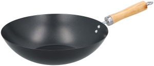 Tigaie wok Alpina 30CM antiaderenta otel inoxidabil maner din lemn negru