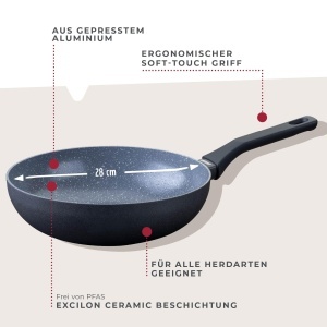 Tigaie wok Fackelmann Cosmo 28 cm aluminiu acoperire ceramica fara PFAS maner Soft-Touch - Img 2