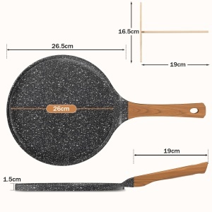 Tigaie YASHE 26cm pentru clatite antiaderenta compatibila cu inductie cu spatula din lemn - Img 8