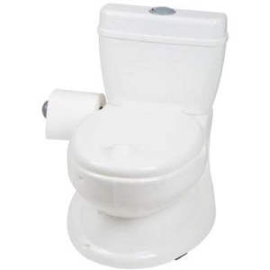 Toaleta pentru copii BabyGo 9007, alba, din plastic stabil, cu sunet de flush