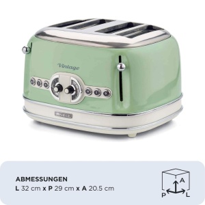 Toaster Ariete Vintage 156 Verde 1600W 6 trepte de prajire 4 felii - Img 2