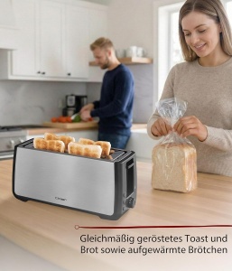 Toaster Cloer 3579 pentru 4 felii XXL, 1500W, inox, negru - Img 6