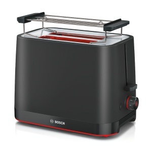 Toaster compact Bosch MyMoment TAT3M123, 800W, negru mat, 2 felii