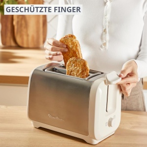 Toaster Moulinex Subito LT5S1AE0, 1200 W, 2 fante, alb si inox - Img 2
