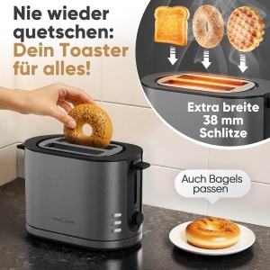 Toaster ProfiCook PC TA 1291, 2 felii, 950W, inox mat, functie de dezghetare - Img 4