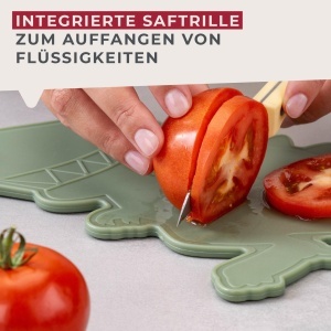 Tocator Fackelmann Dino 23x23 cm Polipropilena Verde cu gri Cu sant pentru lichide - Img 3