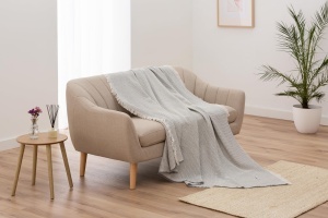 Todocama Patura Multifunctionala 125x180 cm Bumbac Recycled Gri Inchis - Img 6