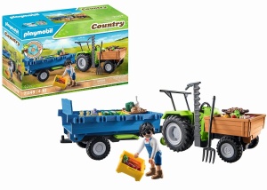 Tractor cu remorca PLAYMOBIL 71249, verde, 42 piese, pentru copii de la 4 ani