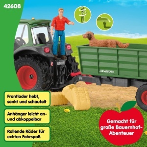 Tractor cu remorca Schleich Farm World 42608, 50 piese, cu figurine - Img 4