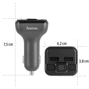 Transmitator FM Bluetooth Hama pentru radio auto cu incarcator auto (adaptor auto pentru priza bricheta cu conexiuni pentru microSD, stick USB si pentru incarcare, transmitator Bluetooth wireless) gri - Img 4
