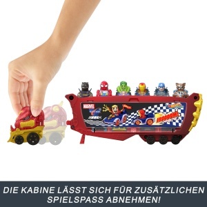 Transportator Hot Wheels Marvel Hulkbuster pentru 10 masini, design Iron Man - Img 3