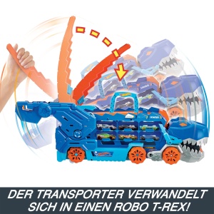 Transportor Hot Wheels City Ultimativ cu T-Rex, 2 masini incluse, pentru peste 20 de masini - Img 4