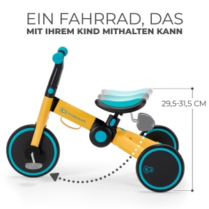 Tricicleta Kinderkraft 3in1 4TRIKE, Easy Ride, Bicicleta fara pedale, pliabila, sa ergonomica, de la 12 luni la 5 ani, galben - Img 6
