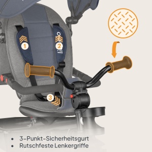 Tricicleta LIONELO Haari 2in1 cu maner ajustabil, roti din PU, pentru copii 18 luni - 25 kg - Img 8