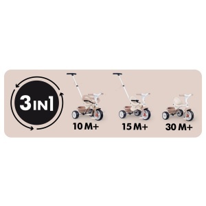 Tricicleta Smoby Be Move Komfort, bej, cu maner ajustabil, pentru copii de la 10 luni - Img 4