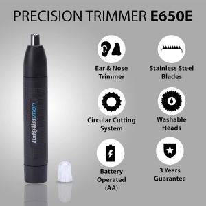 Trimmer BaByliss E650E Nas si Urechi Sistem 2 Lame Negru - Img 4