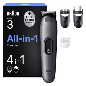 Trimmer Braun Multigroom All-in-One AIO3500, 4-in-1, 50 minute autonomie, gri