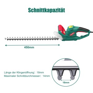 Trimmer electric pentru gard viu HYCHIKA 550W, lama 45 cm, distanta dinti 18 mm, sistem siguranta - Img 4