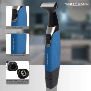 Trimmer multifunctional ProfiCare PC-BHT 3074 2in1 pentru corp si fata rezistent la apa - Img 4