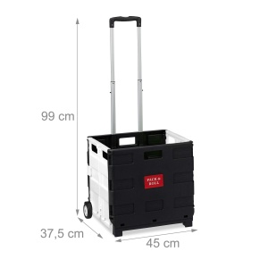 Trolley de cumparaturi Relaxdays, pliabil, 50L, 35kg, negrugri - Img 4