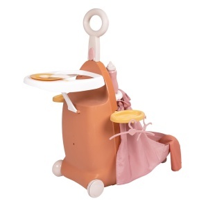 Trolley de ingrijire papusi Smoby Baby Nurse 3-in-1 cu 6 accesorii, pentru papusi de pana la 42 cm