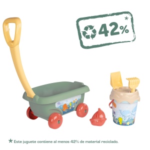 Trolley pentru nisip Smoby Life cu eimer si accesorii, 42 materiale reciclate - Img 4