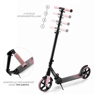 Trotineta copii si adulti Kinderkraft Freely pliabila roti PU 20 cm roz - Img 6