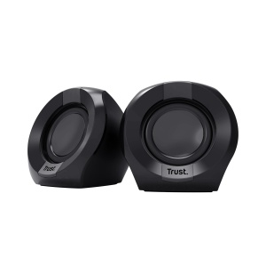 Trust Polo Small PC Speaker 2.0, 8W (4W RMS), Set de Difuzoare Compacte, Set de Difuzoare de Operare USB, Control Integrat, AUX 3.5mm, PC Boxes Computer Laptop - Negru