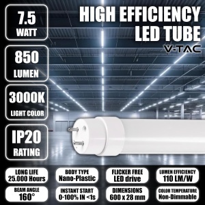 Tub LED V-TAC T8 G13, 60 cm, 7,5 W, 850 Lumen, 3000 K - Img 3