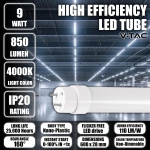 Tub LED V-TAC T8 G13 7.5W 850 Lumen 6500K Alb Rece - 2 Buc - Img 4