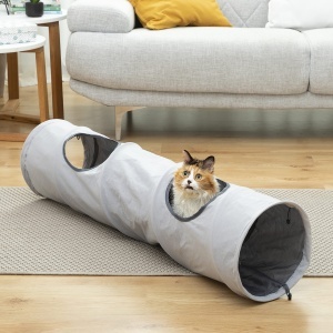 Tunel pentru pisici InnovaGoods, model pliabil, pentru interior si exterior, cu 2 gauri - Img 3