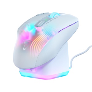 Turtle Beach Kone XP Air - Mouse pentru jocuri RGB wireless, personalizabil si ergonomic, Bluetooth, senzor optic 19K DPI, baterie de pana la 100 de ore si statie de incarcare - alb - Img 1