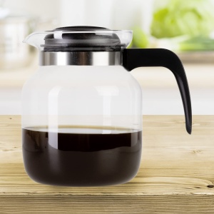 Ulcior de sticla wenco 1,25 l - Ideal pentru ceai, cafea si bauturi reci, rezistent la caldura, cu capac si deschidere pentru gura de scurgere - Poate fi spalat in masina de spalat vase si spars - Transparent/Negru - Img 3