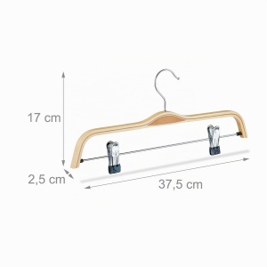Umerase din lemn Relaxdays, set 5 bucati, clipsuri ajustabile, 360 rotire, 37cm, natural - Img 4