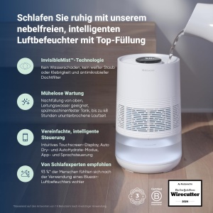 Umidificator inteligent BLUEAIR Premium rezervor de 35 litri sigur pentru masina de spalat vase pentru camere mari somn mai bun cu tehnologie de evapo - Img 2