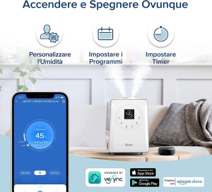 Umidificator LEVOIT, ceata calda/rece Smart 6L cu umplere superioara cu control Alexa/APP, mod de repaus, cronometru 1-12 ore , Umidificator cu aromoterapie pentru dormitoare, camere pentru copii, plante de pana la 40-70 m2 - Img 4