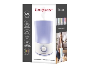 Umidificator si difuzor aromaterapie Beper 70.401, 2.4L, 30W, LED 7 culori, Alb - Img 7