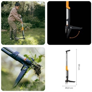 Unelte de gradinarit - Fiskars Unkrautstecher ergonomic, 1100g, inox, negruportocaliu - Img 2
