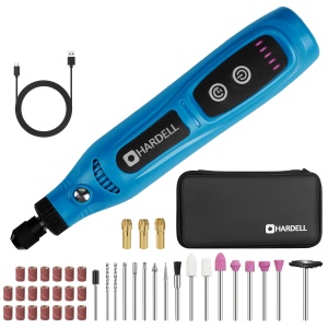 Unelte multifunctionale HARDELL, 5 viteze, acumulator, 43 accesorii, albastru