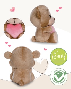Ursulet de plus NICI 62701, 22cm, culoare maro, cu inima roz - Img 3