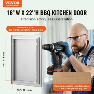 Usa de acces pentru exterior VEVOR, 407 x 559 x 46 mm, din otel inoxidabil, cu maner ergonomic - Img 2
