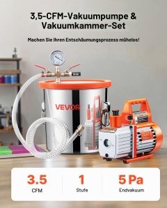 Vakuum Camera VEVOR VP125, 11,36 L, 99 Lmin, Inox, Cu Pompa - Img 2