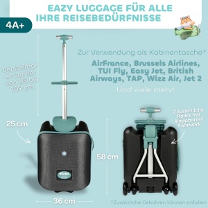 Valiza pentru copii BEABA Micro Mobility, 22L, cu scaun, albastra - Img 3