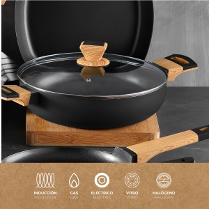 Vas de gatit BERGNER Earth Black 28 cm cu capac, aluminiu, negru - Img 3
